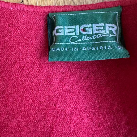 Geiger Collection Red Wool Cardigan Jacket - Size 40 (US 10) - Picture 2 of 7